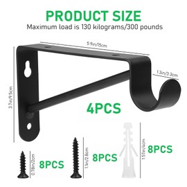 Small Shelf and Rod Brackets, 4 Pcs Closet Shelf & Rod Brackets Wall Mounted 5.9 inches, Heavy Duty Closet Shelf Bracket with Rod Holder, Closets Shelves Support Bracket with Screws