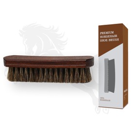 Euvia 100% Horsehair Brush Professional Premium Horsehair Shoe Brush Dauber Applicators for Leather Shoes Boots Coats Purses Soft Horsehair with Curved Wood Handle for Grip Leather Shine Polish