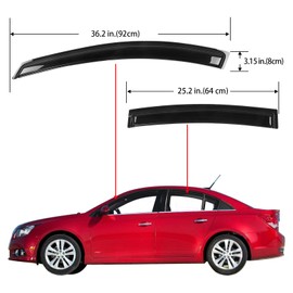 Rain Guards Compatible with 2010-2015 Chevy Cruze & 2016 Limited, Durable Acrylic Slim Tape On Window Visors Rain Guards, Side Window Deﬂector for Chevy Cruze Accessories 4 Pcs, 2011 2012 2013 2014