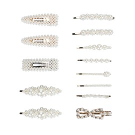 13pcs Pearl Hair Clips Decorative Fake Pearl Hair Barrettes Large Hair Pins Elegant Women Hair Accessories for Party Wedding Daily