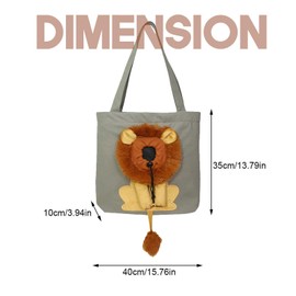 Enforose Lion Shaped Show Head Pet Canvas Shaped Shoulder Bag Breathable Portable Pet Outing Carrying Bag for Travel Camping (S)