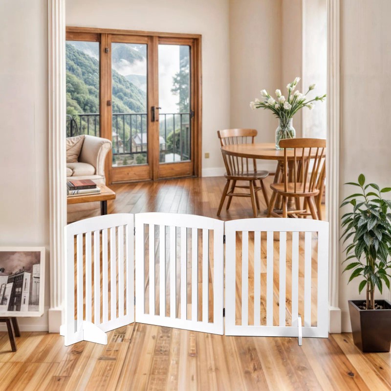 Segawe Freestanding Pet Gate Wooden Dog Gates for Doorways Stairs