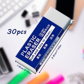 Pack of 30 Erasers, Mini Erasers, Kids, Soft 2B Eraser, Rubber Eraser for Pencils and Crayons, Schools, Sketches, Paintings, Educational, Arts