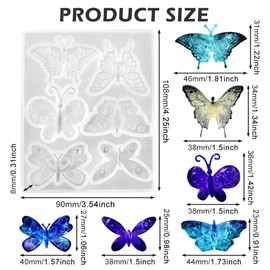 Resin Moulds,Butterfly Shape Resin Necklace Pendant Brooch Mould, for Office Living Room Garden Wall Decoration(Size:3.54INCH)