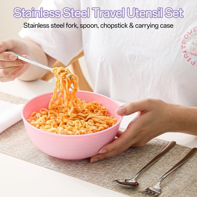 Large Ramen Bowl Set, Microwave Noodle Pasta Cooker with Lid