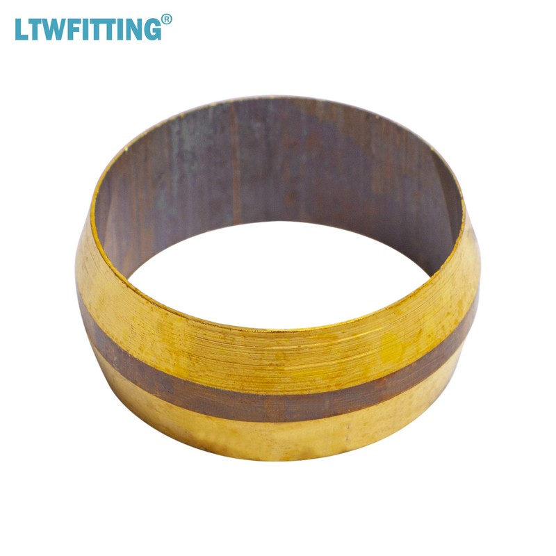 LTWFITTING 7/8-Inch Brass Compression Sleeves Ferrels,Brass Compression Fitting(Pack of 50)