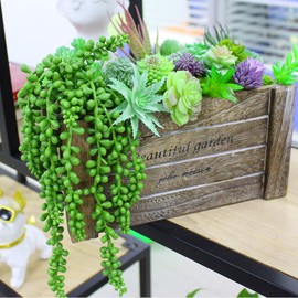 Outee 14 Pcs Fake Succulents Artificial Succulents Plants Fake Plants Assorted Faux Succulents Artificial Hanging Succulents Flocking Textured Bouquet String of Pearls Succulent Decor