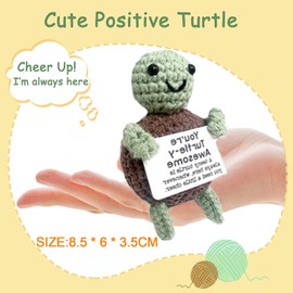 Positive Turtle, Emotional Support Plush, Emotional Support Turtle, Cute Crochet Turtle, Positive Turtle with Positive Words, Gifts for Women Men, Emotional Support Plush for Home Desktop Decor
