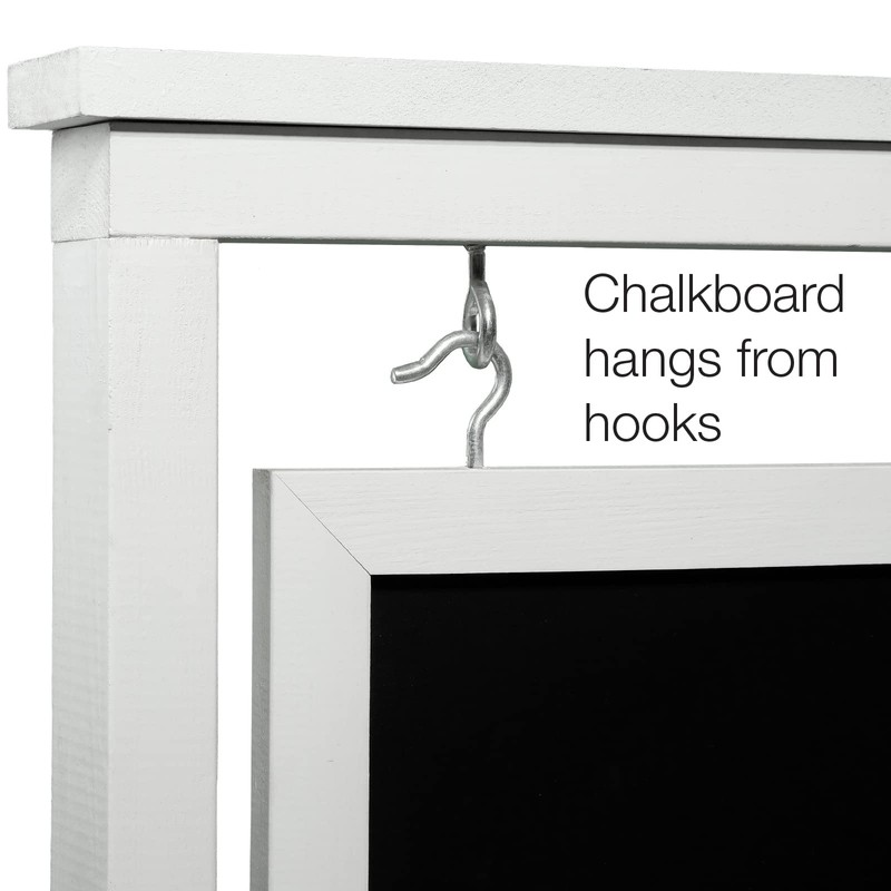 30"x21" Swinging Wood Chalkboard (White)