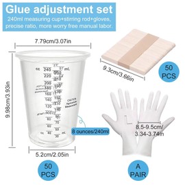 50PCS Plastic Measuring Cups for Resin, 240ml Disposable Paint Mixing Cups, Graduated Liquid Cups for Pigment Mixing,Craft,Kitchen,Lab(with 50 Wooden Sticks)