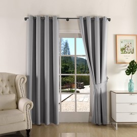 Mayrhyme Curtain Rod for Windows,Wrap Around Industrial Blackout Design,Black Adjustable 1 Inch Curtain Rod,Room Divider Window Curtain Rod for Indoor/Outdoor (Matte Black, 48-84")