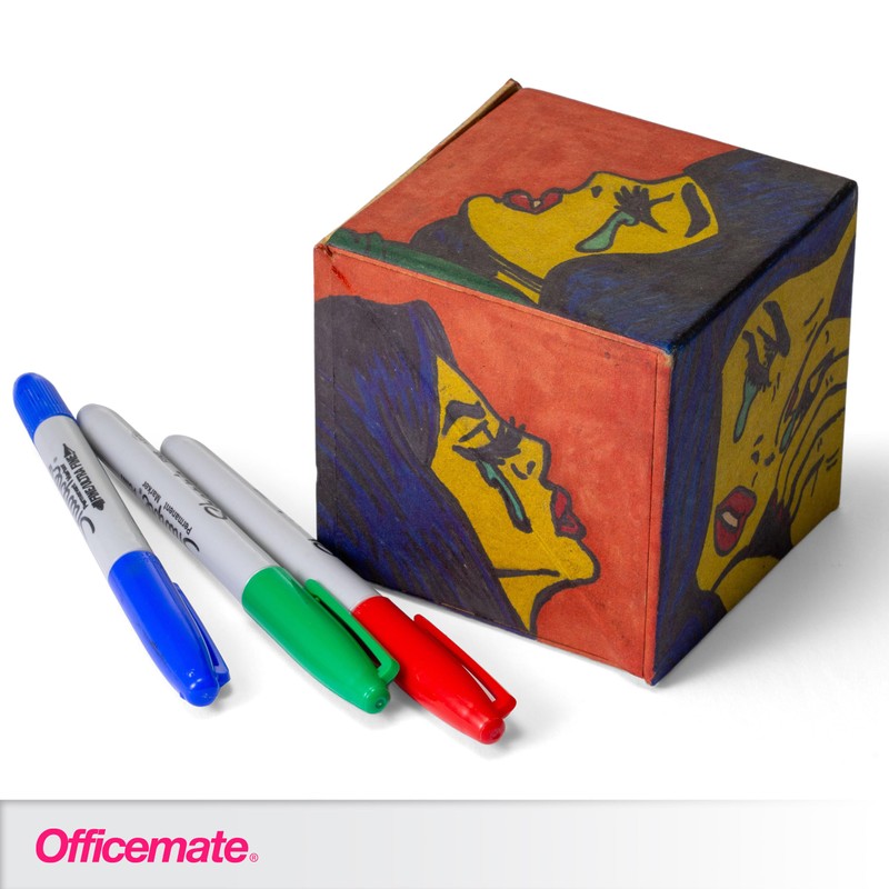 Officemate YouCube Storage Organizer with Sticky Notes, Brown (21559)