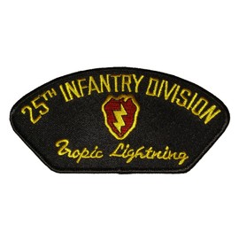 25TH INFANTRY DIVISION Tropic Lightning With Crest PATCH - Gold and Red on Black Background - Veteran Owned Business