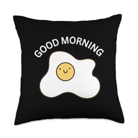 Good Morning Egg Cute Egg Cartoon Throw Pillow, 18x18, Multicolor