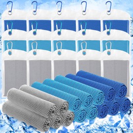 Hosuly 15 Pack Cooling Towels 40 x 12 Cooling Towels for Neck and Face Ice Towel Microfiber Soft Breathable Chilly Yoga Towel for Hot Weather (Dark Blue,Light Blue,Light Gray)