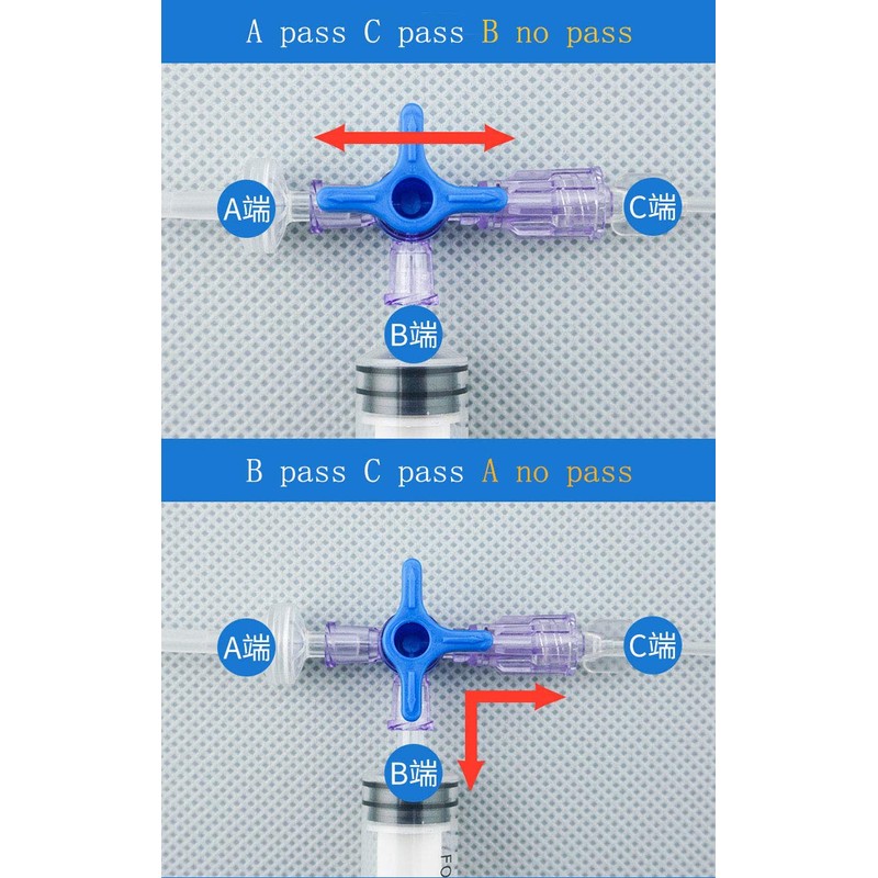 ToToT 5pcs Disposable Medical Three Way Valve 3-Way Stopcocks with
