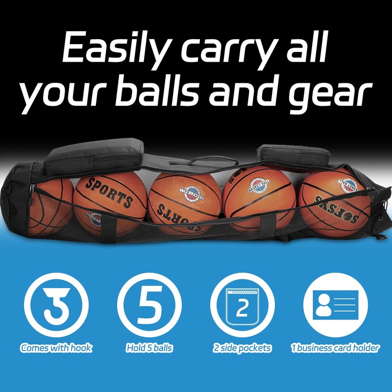Basketball Bag for Team Balls, Heavy Duty Basketball Coashes Bag