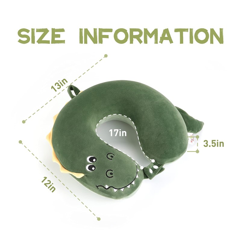 Niuniu Daddy Crocodile Kids Neck Pillow for Traveling, 100% Memory