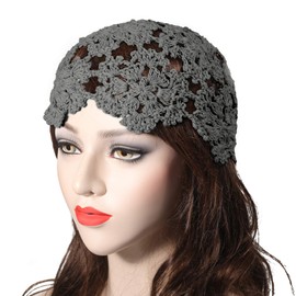 ZLYC Women's Crochet Cotton Beanie Hat, gray