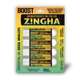 Z!NGHA Natural Aromatherapy Nasal Stick Boost Focus & Enhance Breathing | Portable Sinus Relief & Relaxation Nasal Inhaler Stick | Essential Oil Blend for Stress and Congestion (Boost)