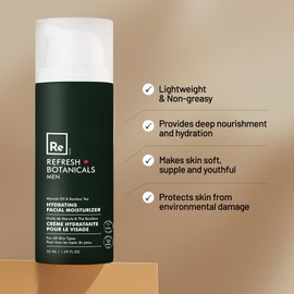 Refresh Botanicals Men Hydrating Facial Moisturizer for All Skin Types | With Marula oil and Rooibos Tea | Formula for Nourishment and Deep Hydration | Best for dry, sensitive & mature skin | 1.69 Oz
