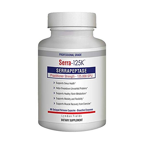 New Serra-125k Serrapeptase Enzyme 125,000 SPU Per Capsule - 90 High Potency Delayed Release Caps, Up to 6X More Potent Than Other Serrapaptase - Extra Strength Non-GMO, Gluten Free, Vegan (Pack of 3)