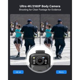 BOBLOV B4K5 4K Body Camera, 3400mAh IP68 Waterproof GPS Police 128GB Body Cams for 11Hrs(1080P Only) Video Record, Provide Charging Dock, Night Vision Video Camcorder for Personal, Guard Civilians
