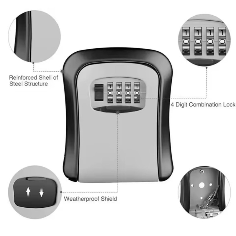 Key Safe Wall Mounted, Key Lock Box Outdoor, LockBox with
