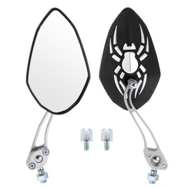 INFINAUTO Motorcycle Rear View Mirrors Bar End Side Mirrors Mount Aluminum Alloy Plastic White Adjustable M8/M10 Prismatic Shape