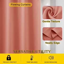 KGORGE Coral Pink Curtains for Bedroom 2 Panels, 42''x84'' Inch Grommet Top Thermal Insulated Room Darkening Privacy Protection Curtains for Meeting Room, Minor Flaw