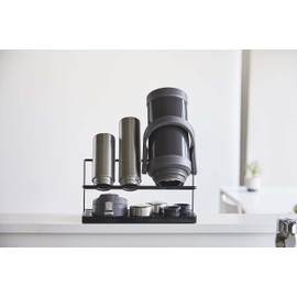 Yamazaki Home Tower Countertop Two Tier Bottle Drying Rack, Wide Jug Storage Stand with Drainage Tray for Kitchen Counter for Glass Metal Or Plastic Bottles - Steel