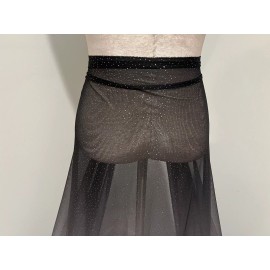 wowfabric4less123 Black Silver Glitter Stretch Mesh Fabric 60” Width Sold By Yard