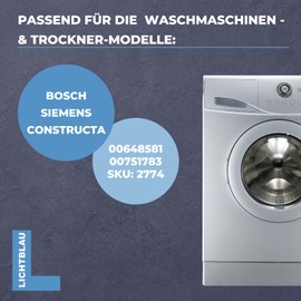 Lichtblau Door handle with axles in silver for Bosch Siemens 00648581 00751783, plastic handle for washing machines and washer dryers, spare parts Bosch washing machines and condenser dryers