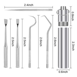 5 Pieces 2 Set Portable Metal Toothpicks,Pocket Keychain Titanium Toothpick Stainless Steel Toothpick Reusable Toothpicks Holder for Outdoor Camping Picnic Travel