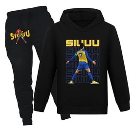 Unisex Kids Football Kit Casual Tracksuits Football Hoodie and Pants 2pcs Sets (Black01,11-12 Years,11 Years,12 Years)