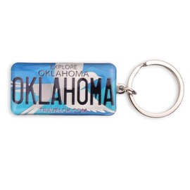 Westmon Works Oklahoma Keychain Souvenir Explore OK Travel License Plate Metal Key Ring, Multi, Small