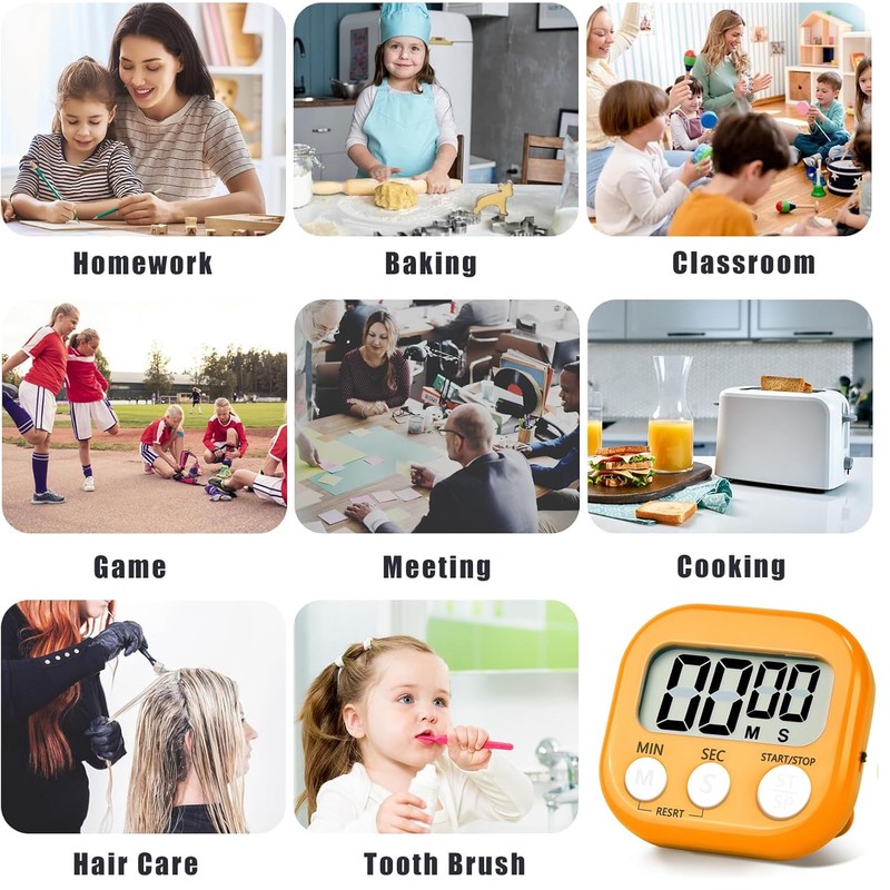 6 Pack Digital Timer for Kids, Digital Timers, Magnetic Countdown