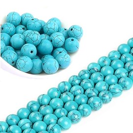 Perlin 1 Strand Turquoise Round 8 mm Semi-Precious Stones Beads Semi-Precious Gemstone Jewellery Beads for DIY Chain Crafts G42
