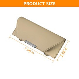 Osilly Car Sunglasses Holder, Sun Visor Eyeglasses Protective Storage Case with Hidden Magnetic Closure, Leather Automotive Glasses Organizer Box, Universal Vehicle Interior Accessories (Beige)