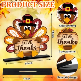 Thanksgiving Decorations Wooden Turkey Table Sign Fall Pumpkin Autumn Table Centerpieces Standing Tabletop Happy Thanksgiving for Holiday Harvest Home Room shelf Farmhouse Decorations Thanks Gives