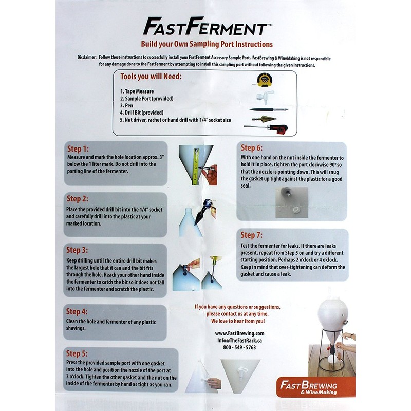 FastRack Ferment Sampling Port Fermenter Spigot with Custom Drill Bit