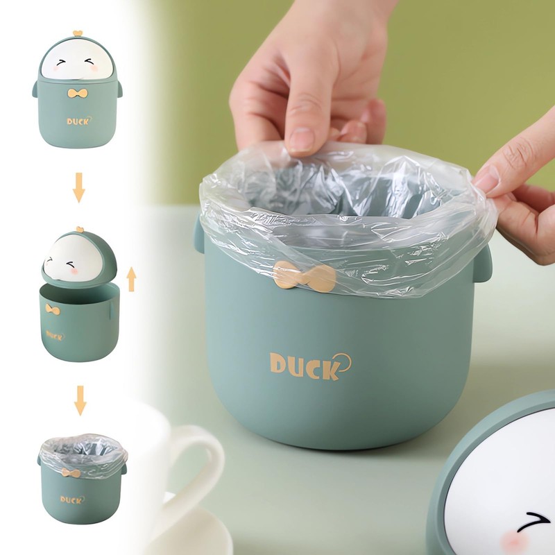 TUHNHGD Mini Rubbish Bin with Lid, Cute Cartoon Table Rubbish