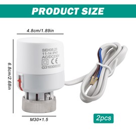 Actuator Underfloor Heating 230 V Actuator Thermoelectric Powerless Closed, 2-Piece Thread M30 x 1.5, Actuator for Underfloor Heating, Thermal Actuator Universal for Underfloor Heating