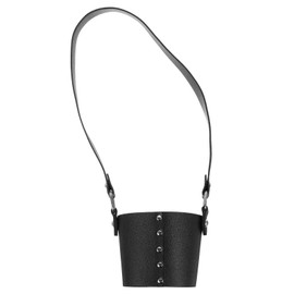 sourcing map Water Bottle Carrier Holder with Strap, 67x66mm PU Leather Tumbler Holder Coffee Cup Holder Water Bottle Sleeve Bag Water Bottle Drinks Bags for Camping Walking Hiking, Black