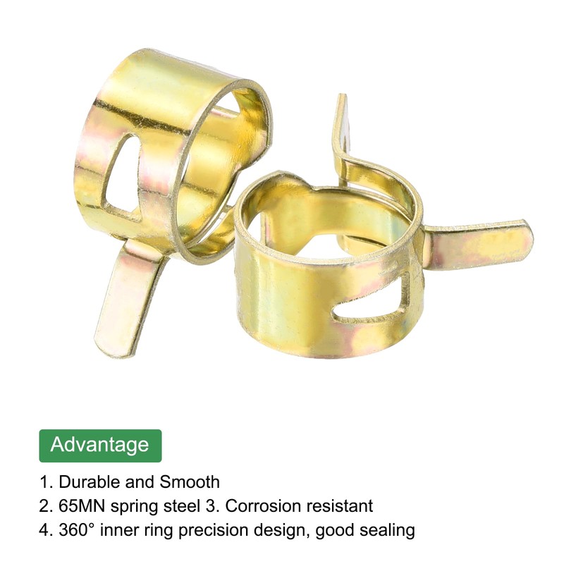 Sourcing Map 12mm 15/32inch Gold Hose Clamps, Pack of 5