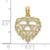 14K Solid Yellow Gold Star of David Jewish Magen Heart
