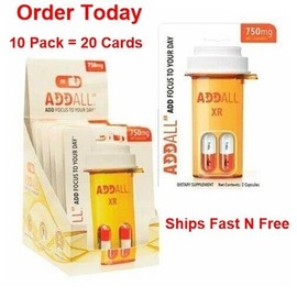 AddAll XR 750mg, Energy Focus Concentration, 10 Packs - 20 Capsules - FREE SHIP