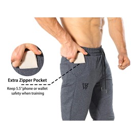 ZENWILL Mens Sweatpants with Zip Pockets Tapered Gym Workout Jogger Pants Athletic Pants Sports Ative Jogging Pants (XX-Large,Dark Gray)