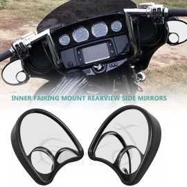 Unbranded Black Inner Fairing Mount Rearview Mirror For Harley Electra Street Glide FLHTC