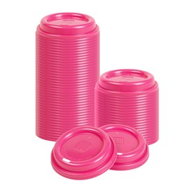 Restaurantware-Coffee Cup Lids Only For 8, 12, 16 and 20 oz Cups 500 Pack Of Disposable Pink Hot Cup Lids Leakproof Plastic Drink Covers Elevated Spout Air Flow Vent For Latte Espresso Beverages